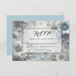 Snowy Petals in Frozen Bloom Wedding RSVP Kaartje