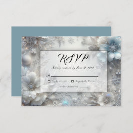 Snowy Petals in Frozen Bloom Wedding RSVP Kaartje