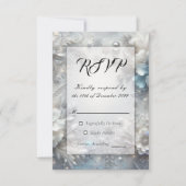 Snowy Petals in Frozen Bloom Wedding RSVP Kaartje (Voorkant)