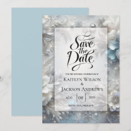 Snowy Petals in Frozen Bloom Wedding Save The Date