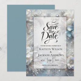 Snowy Petals in Frozen Bloom Wedding Save The Date