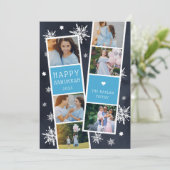 Snowy Photobooth Hanukkah Foto Collage Feestdagenkaart (Staand voorkant)