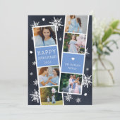Snowy Photobooth Hanukkah Foto Collage Kaart (Staand voorkant)