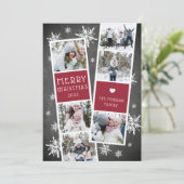 Snowy Photobooth Holiday Photo Collage Card Feestdagenkaart (Staand voorkant)