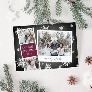 Snowy Photobooth Holiday Photo Collage Card Feestdagenkaart