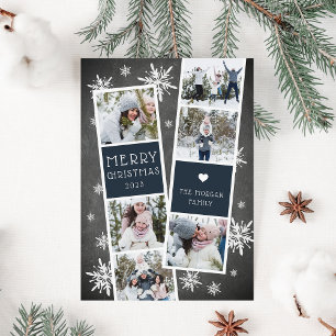 Snowy Photobooth Holiday Photo Collage Card Feestdagenkaart