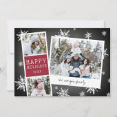 Snowy Photobooth Holiday Photo Collage Card Feestdagenkaart (Voorkant)