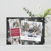 Snowy Photobooth Holiday Photo Collage Card Feestdagenkaart (Staand voorkant)