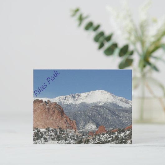 Snowy Pikes Peak briefkaart (Staand voorkant)