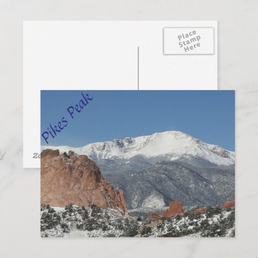Snowy Pikes Peak briefkaart (Voorkant / Achterkant)