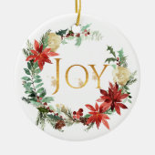 Snowy Pine and Spruce Christmas "Joy" Foto Keramisch Ornament (Voorkant)