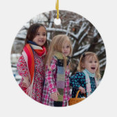 Snowy Pine and Spruce Christmas "Joy" Foto Keramisch Ornament (Achterkant)