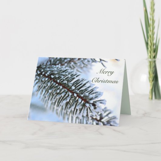 Snowy Pine Branch Christmas Feestdagen Kaart (Voorkant)