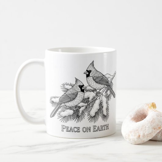 Snowy Pine Branch Holiday mug Koffiemok (Met donut)