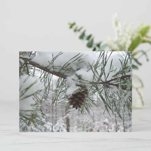 Snowy Pine Branch Winter Natuur (Staand voorkant)