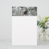 Snowy Pine Branch Winter Natuur Briefpapier (Staand voorkant)