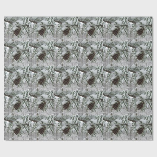Snowy Pine Branch Winter Natuur Cadeaupapier (Vlak)