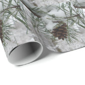 Snowy Pine Branch Winter Natuur Cadeaupapier (Rol Hoek)