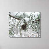Snowy Pine Branch Winter Natuur Canvas Afdruk (Voorkant)