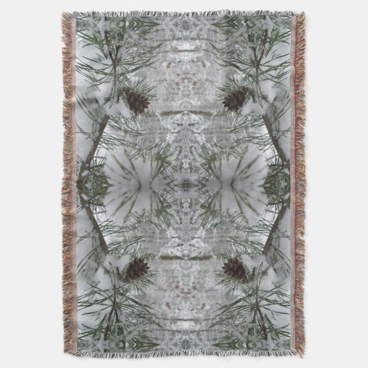 Snowy Pine Branch Winter Natuur Deken (Voorkant Verticaal)