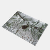 Snowy Pine Branch Winter Natuur Deurmat (Schuin)