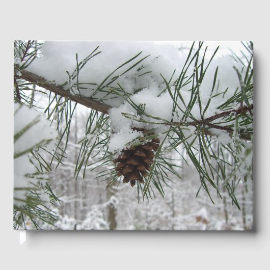 Snowy Pine Branch Winter Natuur Gastenboek (Voorkant)
