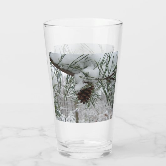 Snowy Pine Branch Winter Natuur Glas (Achterkant)