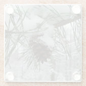Snowy Pine Branch Winter Natuur Glazen Onderzetter (Achterkant)
