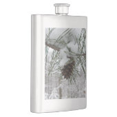 Snowy Pine Branch Winter Natuur Heupfles (Rechts)