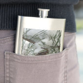 Snowy Pine Branch Winter Natuur Heupfles (Voorbeeld)