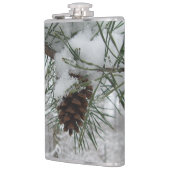 Snowy Pine Branch Winter Natuur Heupfles (Links)