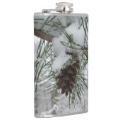 Snowy Pine Branch Winter Natuur Heupfles (Rechts)