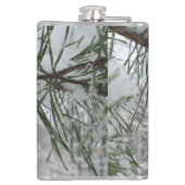 Snowy Pine Branch Winter Natuur Heupfles (Achterkant)