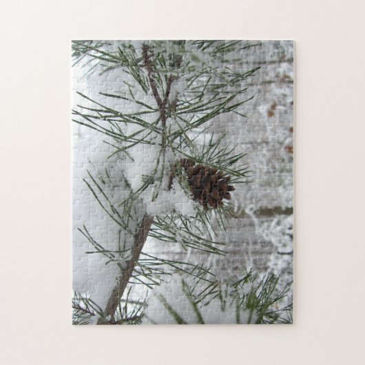 Snowy Pine Branch Winter Natuur Legpuzzel (Verticaal)