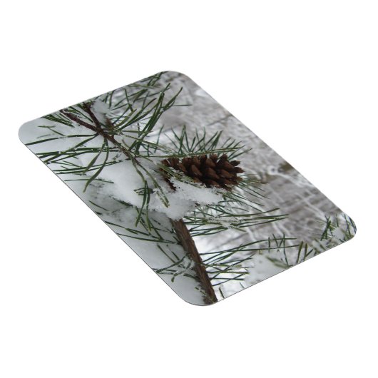 Snowy Pine Branch Winter Natuur Magneet (Rechterzijde)