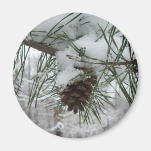 Snowy Pine Branch Winter Natuur Magneet
