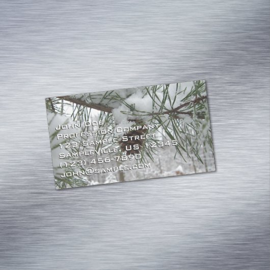 Snowy Pine Branch Winter Natuur Magnetisch Visitekaartje (Voorbeeld)