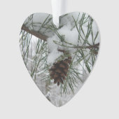 Snowy Pine Branch Winter Natuur Ornament (voorkant)