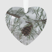 Snowy Pine Branch Winter Natuur Ornament (voorkant)