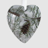 Snowy Pine Branch Winter Natuur Ornament (voorkant)