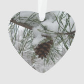 Snowy Pine Branch Winter Natuur Ornament (achterkant)