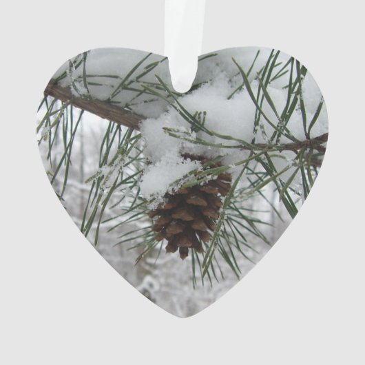 Snowy Pine Branch Winter Natuur Ornament (achterkant)