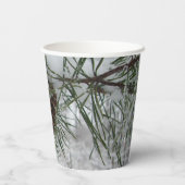 Snowy Pine Branch Winter Natuur Papieren Bekers (Achterkant)