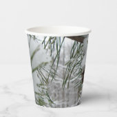 Snowy Pine Branch Winter Natuur Papieren Bekers (Voorkant)