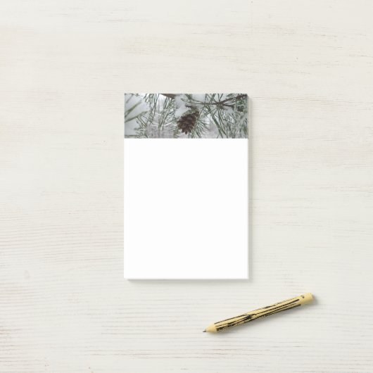 Snowy Pine Branch Winter Natuur Post-it® Notes (Op bureau)