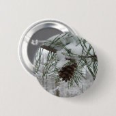 Snowy Pine Branch Winter Natuur Ronde Button 5,7 Cm (Voorkant /achterkant)
