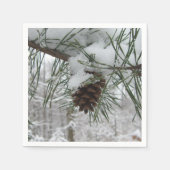 Snowy Pine Branch Winter Natuur Servet (Voorkant)