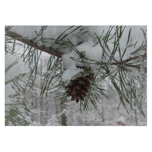 Snowy Pine Branch Winter Natuur Snijplank (Voorkant)