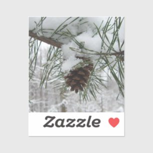 Snowy Pine Branch Winter Natuur Sticker
