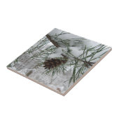 Snowy Pine Branch Winter Natuur Tegeltje (Zijkant)